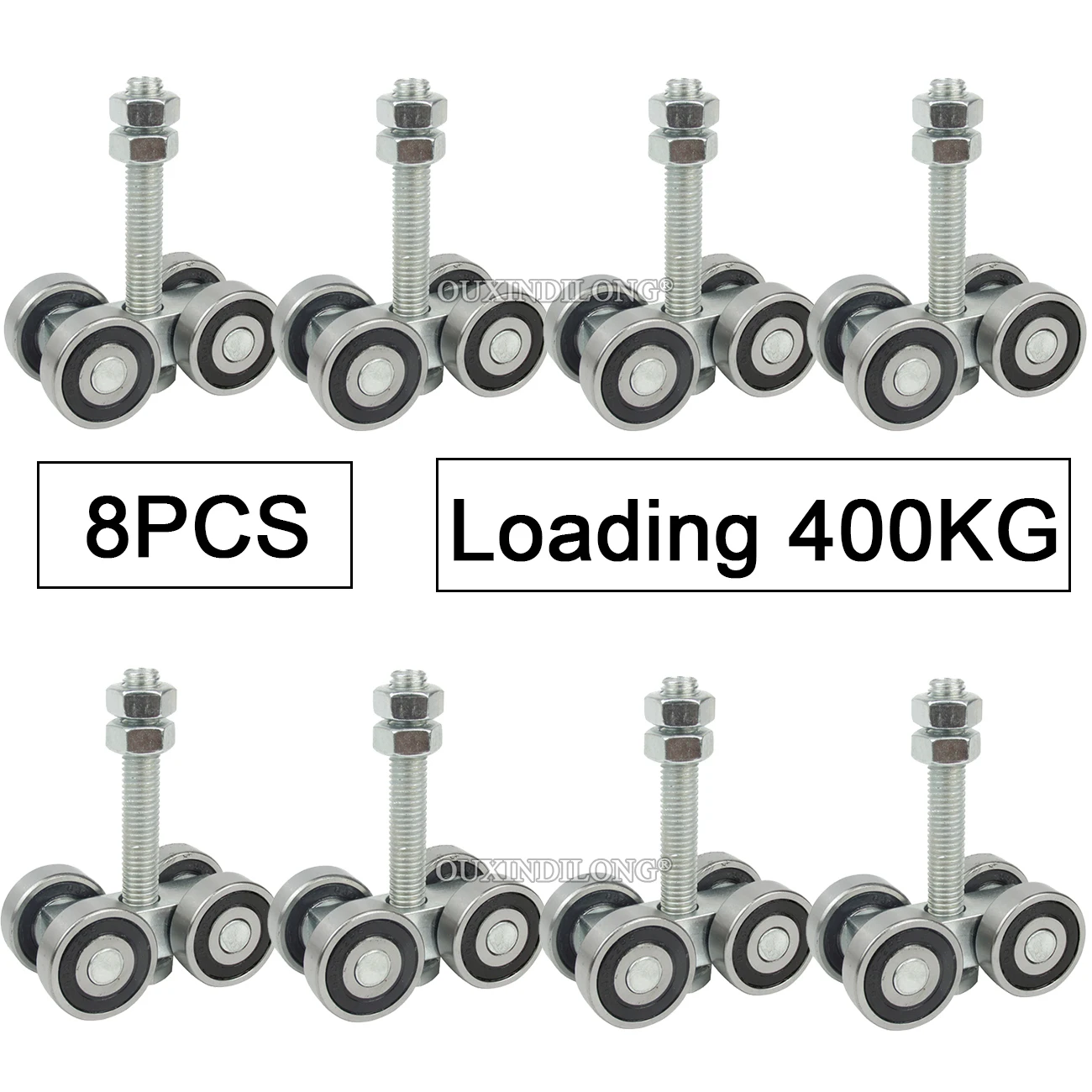 Brand New 8PCS Metal Heavy Sliding Door Rollers Industrial Hanging Track Wheels Pulleys Loading 400KG(Not Include Hanging Track)