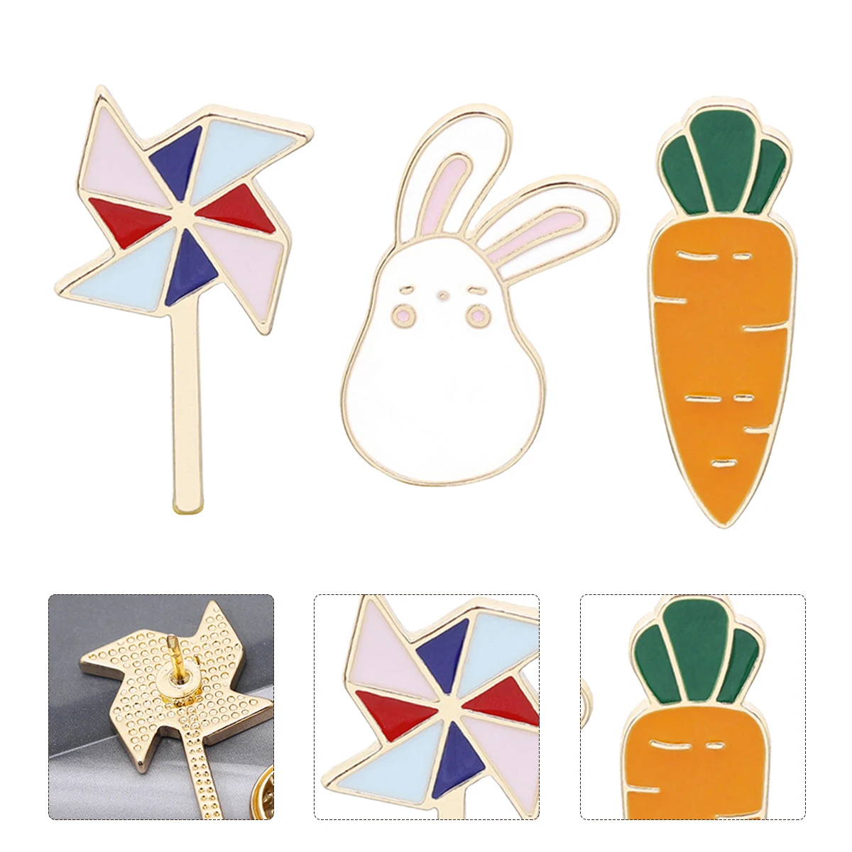 

6pcs Fashion Brooch Pin For Women Metal Cartoon Breast Pins Party Wedding Decoration Carrot Badge Costume Jewelry Accessories