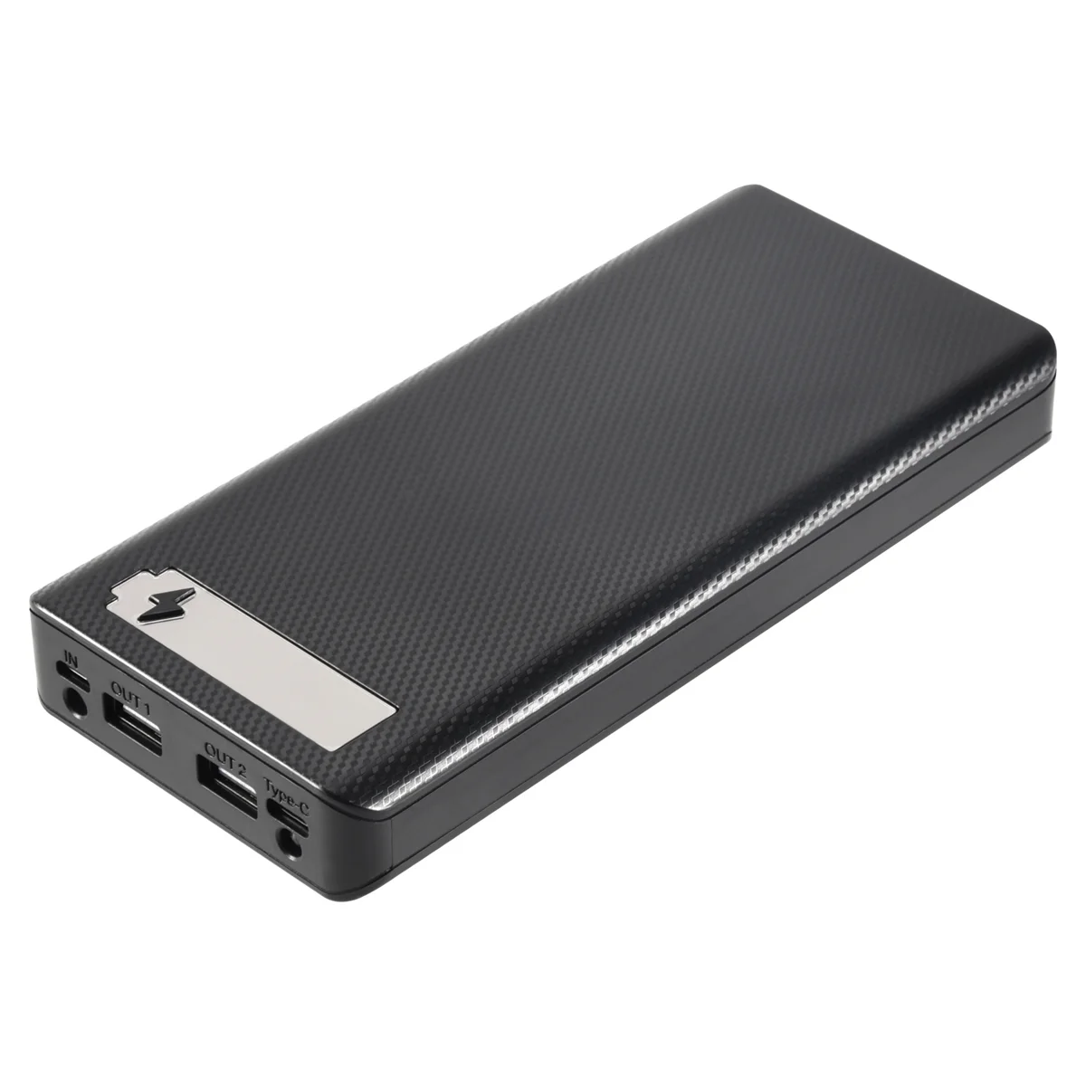 حافظة باور بنك مع شاشة عرض رقمية ، شاحن هاتف محمول ، حامل بطارية ، أسود ، USB مزدوج ، 5 فولت ، 8x18650