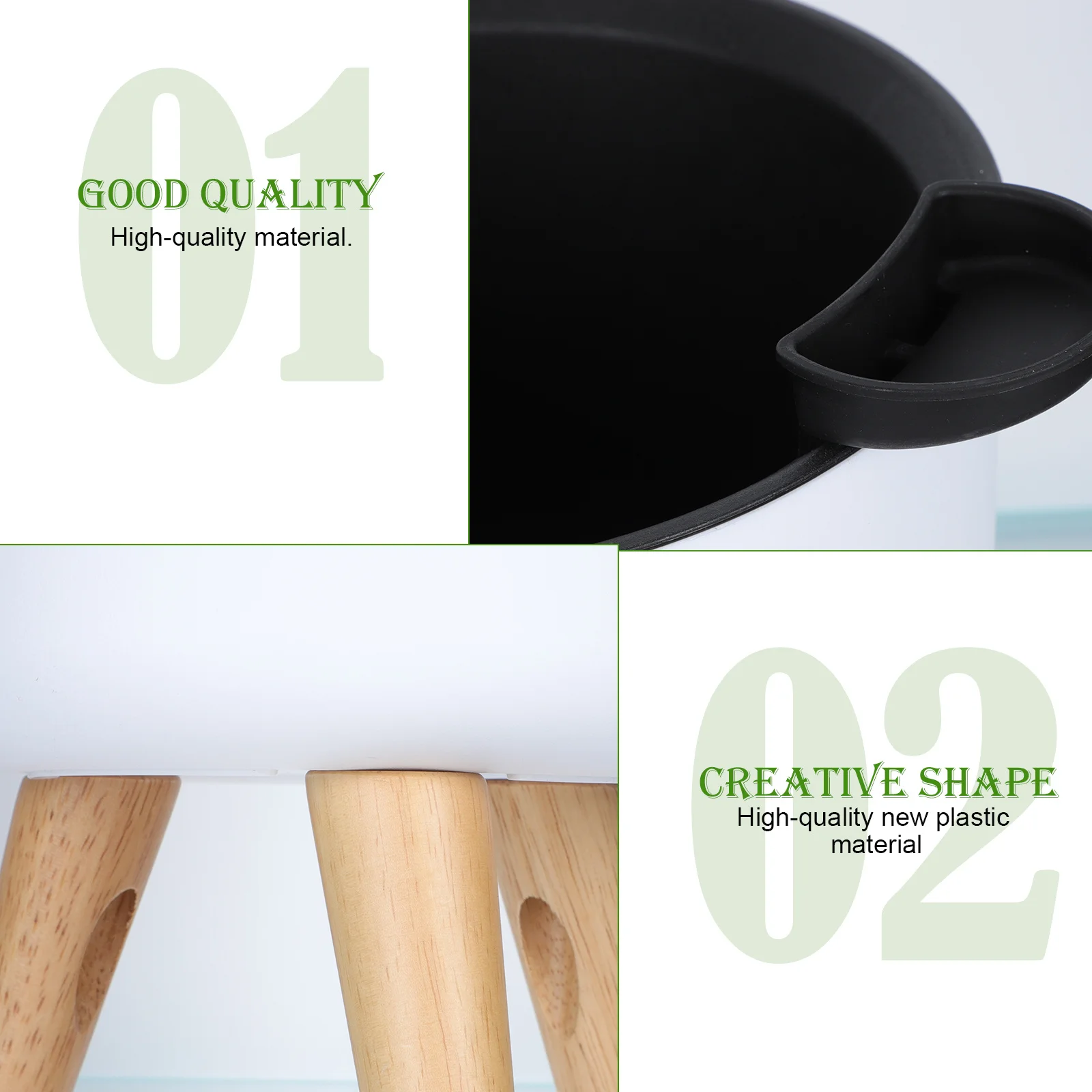 

1pc Floor Flower Pot Large Round Self Watering Planter Wood Feet Indoor Outdoor Garden Decorative Planting Container