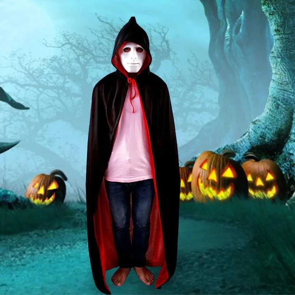 Halloween Party Cape Reversible Black Halloween Cape for Kids Adults Witch Vampires Cloak Hooded Costume for Men Women Hooded