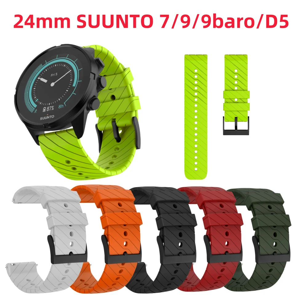 24mm silikonowy pasek Suunto 7 Suunto 9 baro Suunto Spartan sportowy miękki silikonowy pasek do bransoletki Hr