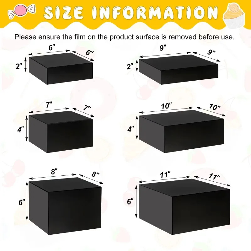 6 pieces large acrylic display box cube holder buffet table food dessert catering supplies cake decoration tools