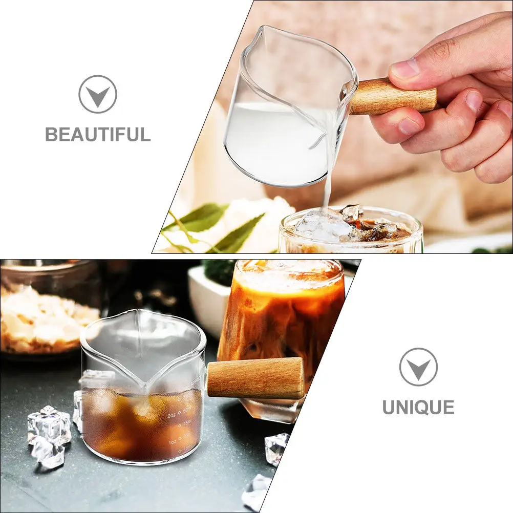Glass Milk Pitcher Small Clear Coffee Latte Jug Exquisite Crafted Multipurpose Syrup Creamer Pourer for Home Cafe Restaurant