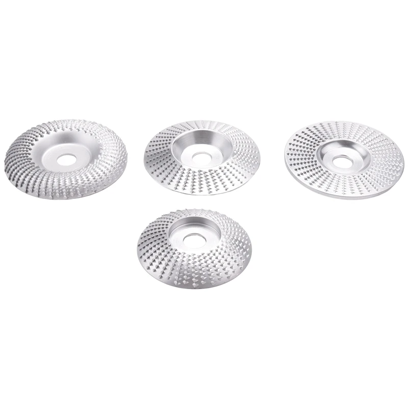 

Wood Shaping Disc Set For Angle Grinder Woodworking Grinding Wheel Shaping Dish 5/8Inch Arbor (Silver, 4Pcs)