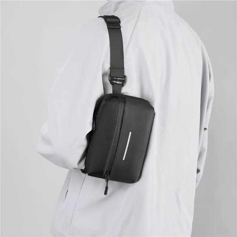 Bolso de pecho reflectante para hombre, bandolera de gran capacidad para negocios, ocio, cintura única, deportes, ciclismo, motocicleta y Pesca