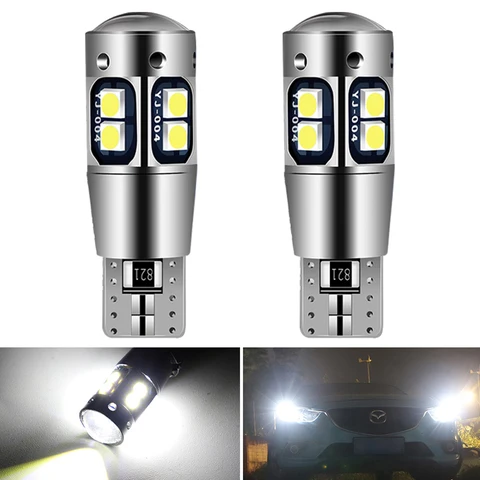 2x W5W T10 LED Canbus без ошибок 12V 6000K 3030 10 SMD Автомобильная светодиодная лампа 5W5 LED, габаритный фонарь, боковой указатель поворота, супер яркий белый свет