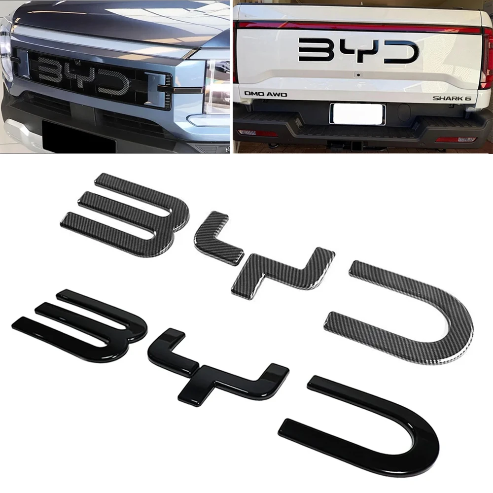 

For BYD Shark 6 Front Car Logo Blackened Personalized Badge Trunk Standard 3D Letters Logo Sticker Decoration