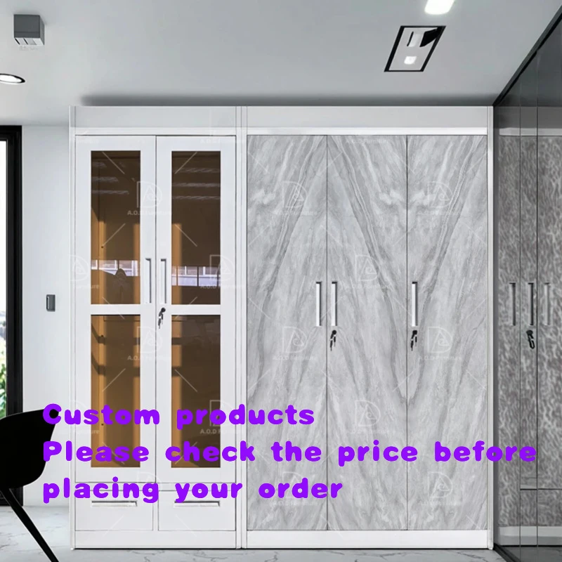 custom.Modern Metal Wardrobe with 5 Lockable Design Drawers & Hanger-Eco-Friendly Durable Bedroom Storage