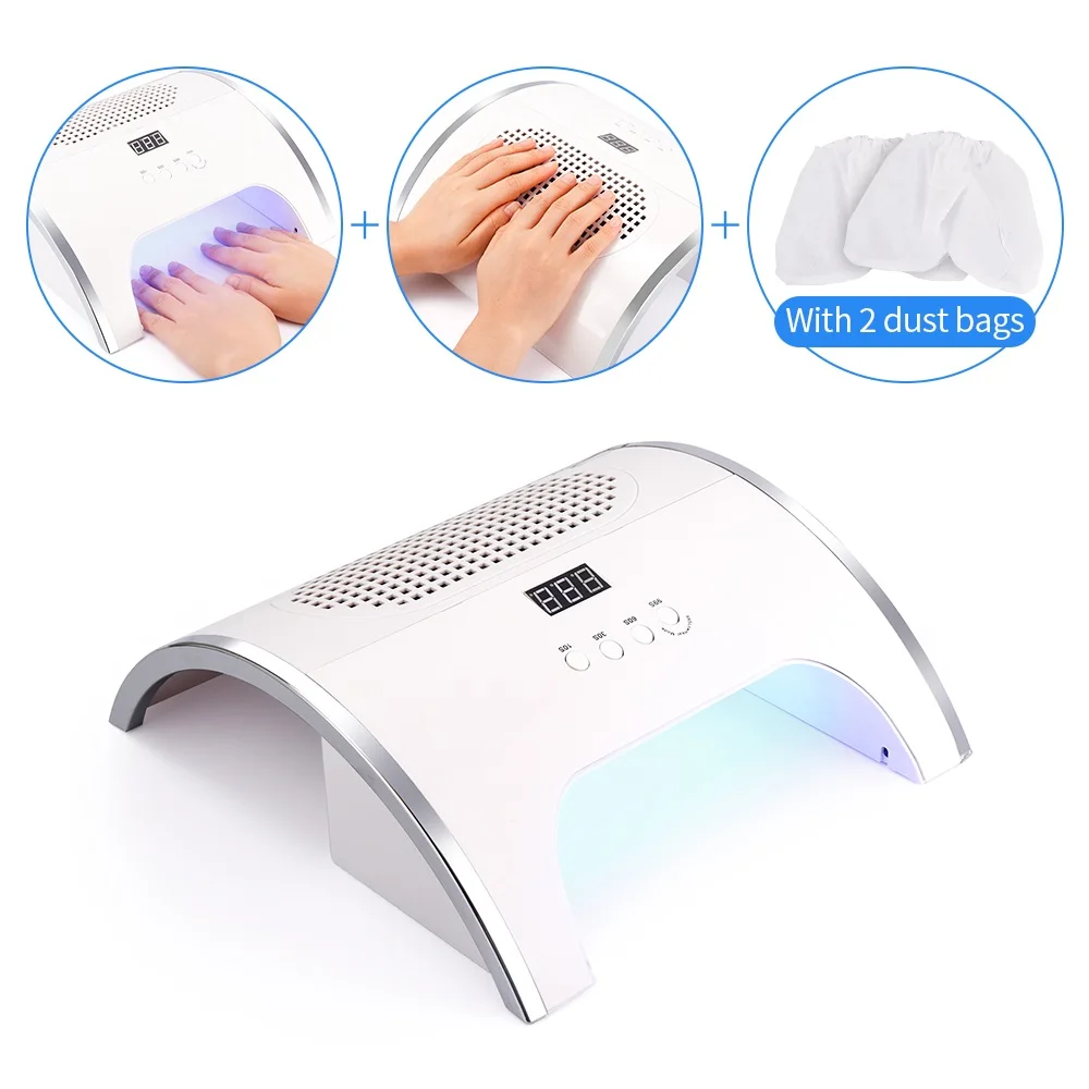 80W 2In 1 36 LEDs Nail Lamp Nail Dust Collector Vacuum Cleaner for Nail Art with Big Fan UV Gel Varnish Dust Collector Nail Dust