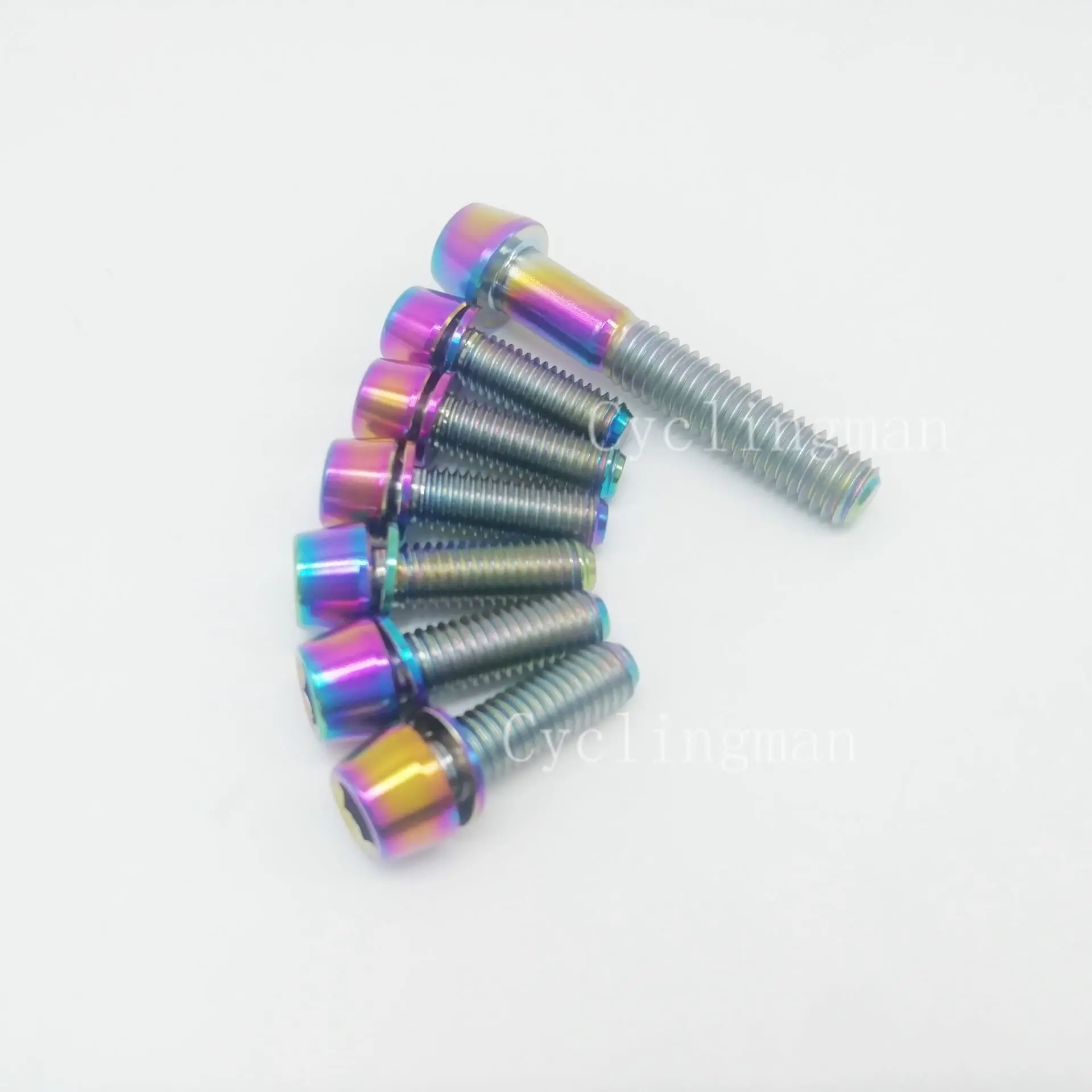 1pcs M6X35mm 티타늄 Ti 테이퍼 헤드 자전거 헤드셋 캡 나사 및 6pcs M5X16/18/20mm 와셔 자전거 골드 레인보우 블랙 볼트