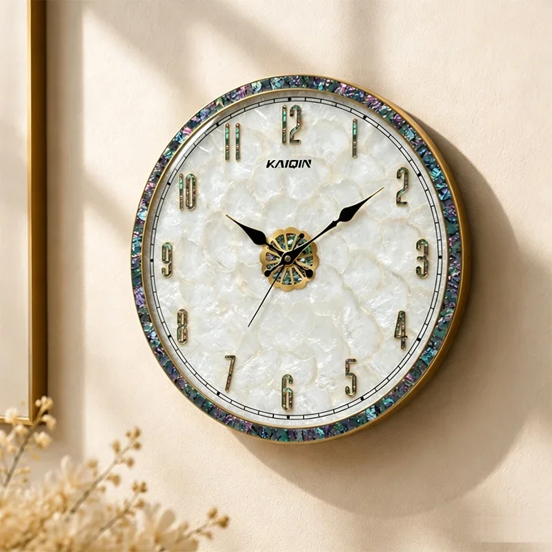 Natural Shell Wall Clock with Silent and Non Ticking Clock Voice Controlled Luminous Wall Clock, Suitable for Living Room and Di
