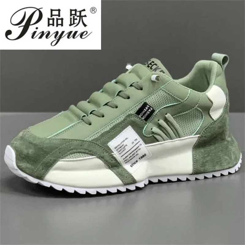 

Men Casual Sports Four Seasons Moccasins Trend Designed Personality Lace-up Leather Sneakers Comfortable Breathable Shoes