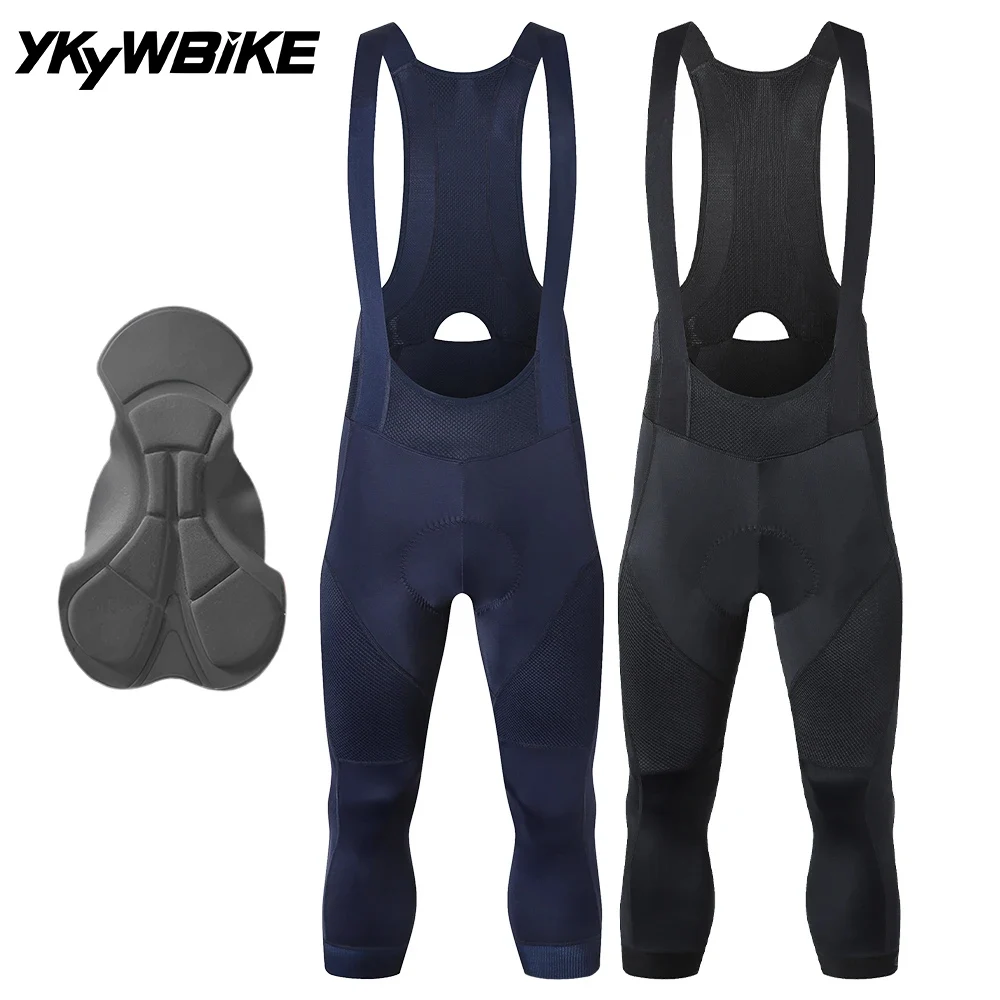 Ykywbike Cycling Bib Shorts 3/4 Men 6 Hours Ride Padded Shorts Pro Road Bicycle Tights Pants Mtb Bib Bike Short