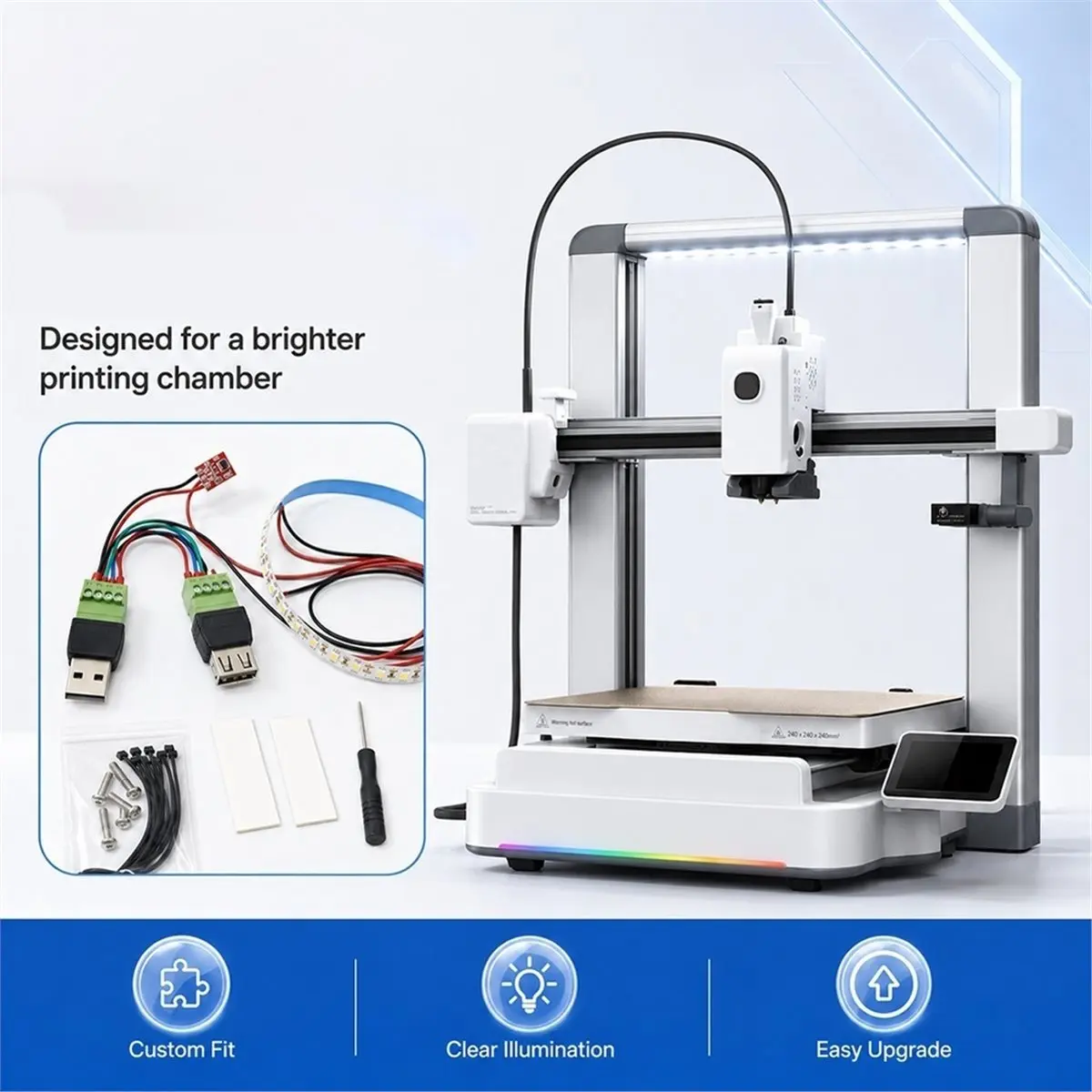 A85P Hackman Led System Kit High-Brightness LED for Brighter Printing 3D Printer Upgraded Kit for Creality Sparkx I7