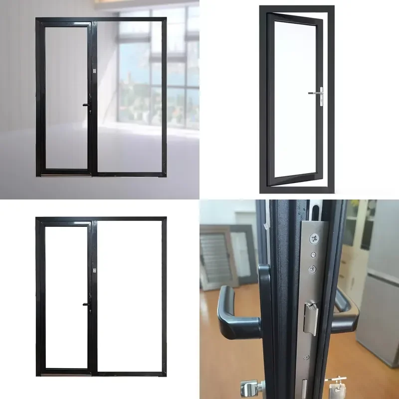 High Performance Aluminum Swing Doors Low Emissivity Insulated Glass Modern Residential Balcony Entrance Door