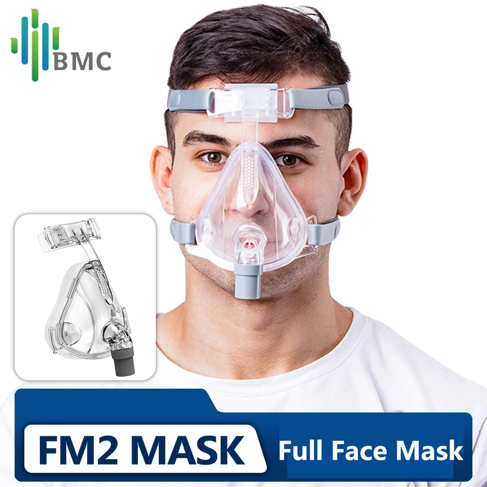 BMC FM2 CPAP Full Face Mask Anti-Snoring Sleep Apnea Interface Ultra Lightweight Comfortable Compatible with Resmed Philips