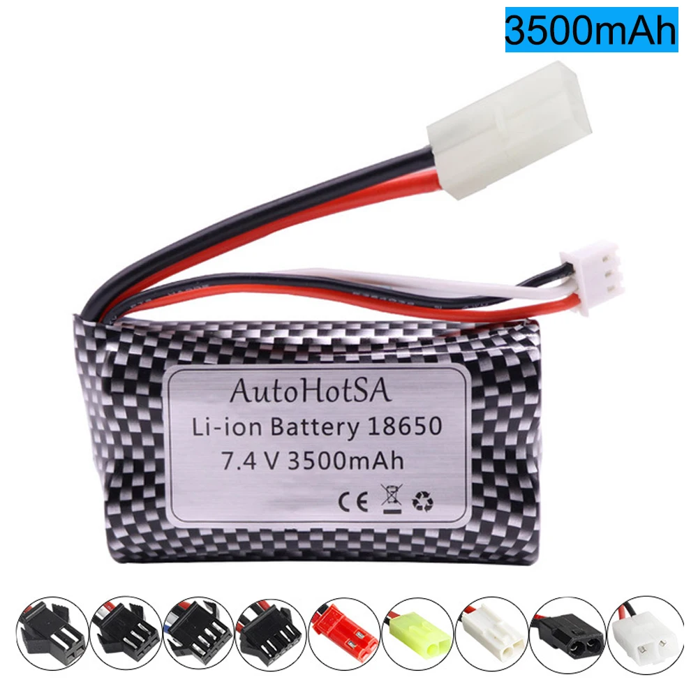 Batteria agli ioni di litio 7.4V 3500Mah con caricabatterie per HJ806 henglong 3818 3819 3838 3839 3869 3888 3889 3899 3908 3918 3938 parti del serbatoio RC