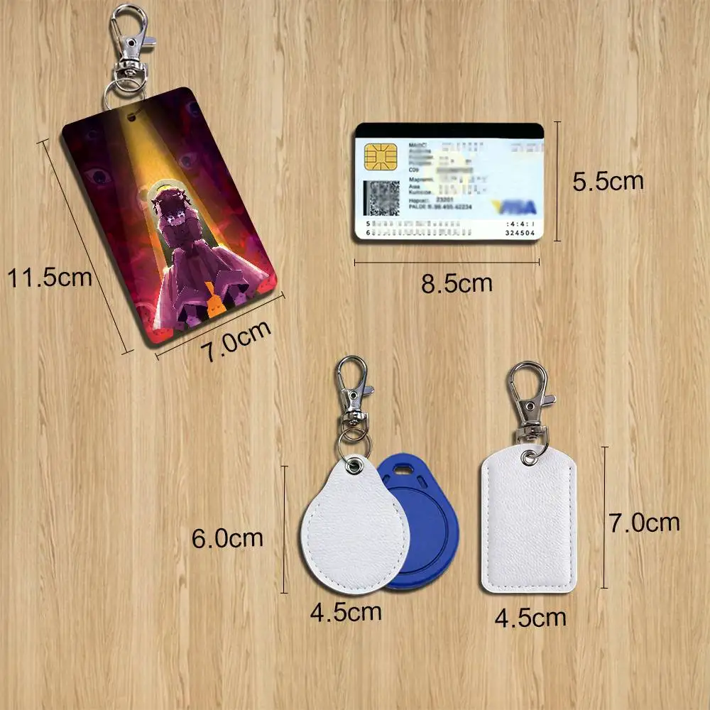 game Mono Dark Six Little Nightmares Leather Keychain Badge Holder with Lanyard - ID/Access Card Holder, Key Ring Accessory,