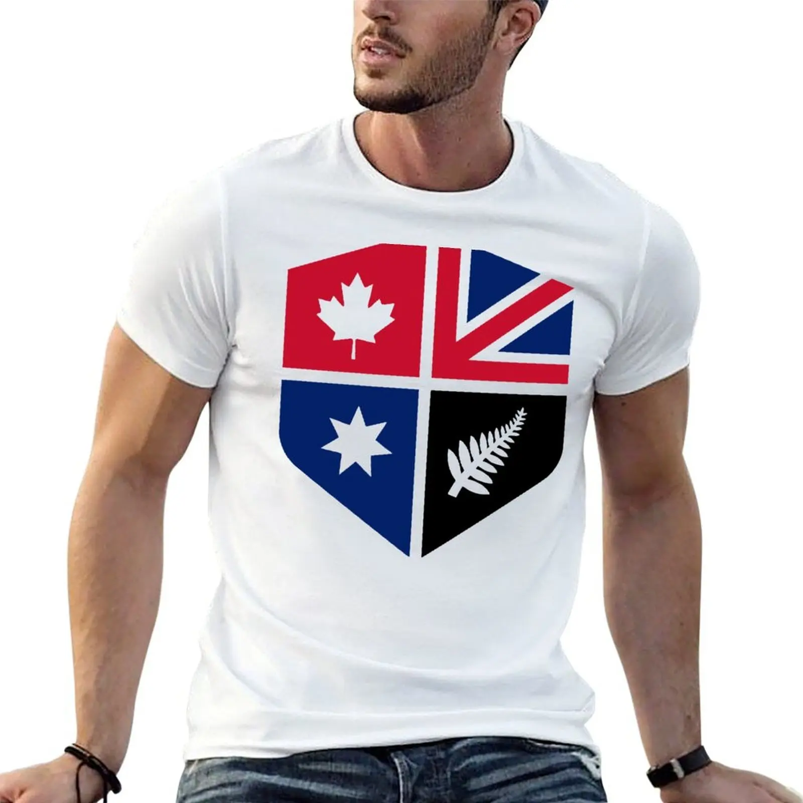 

CANZUK Modern Shield T-Shirt man t shirts cotton mens graphic t shirts T-Shirt