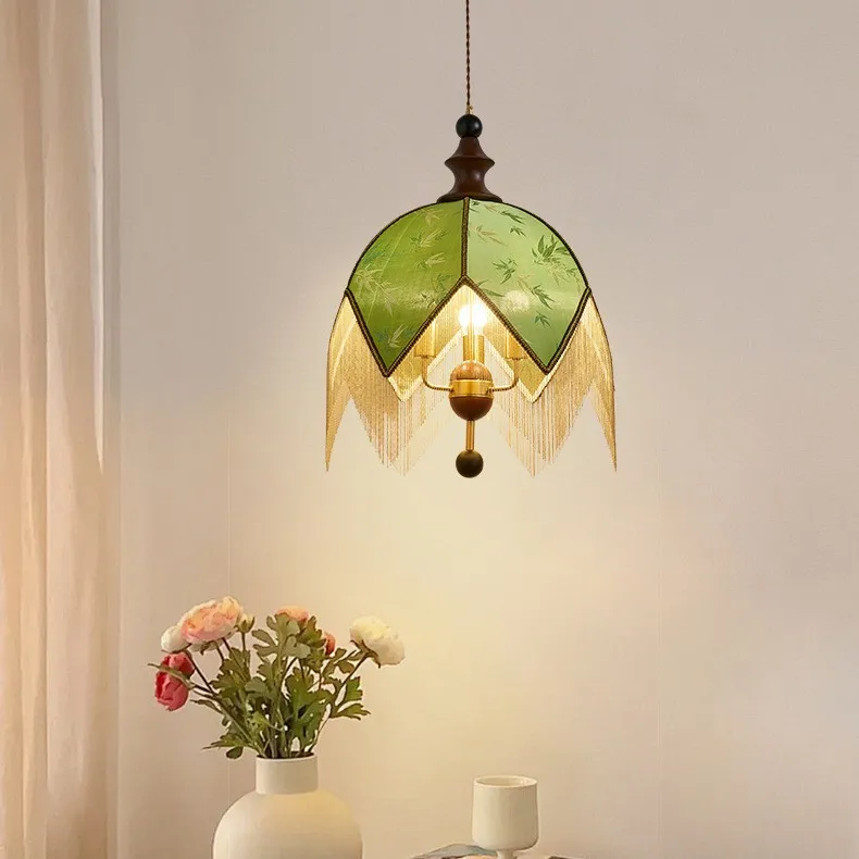 Bedroom chandelier retro fabric pattern restaurant light bed and breakfast room chandelier