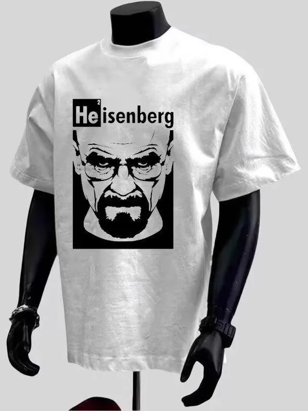 

Heavyweight Pure Cotton plus Size 300 Pou Heisenberg Print ort Sve Men's T-irt Summer Couple's f Sve Trendy