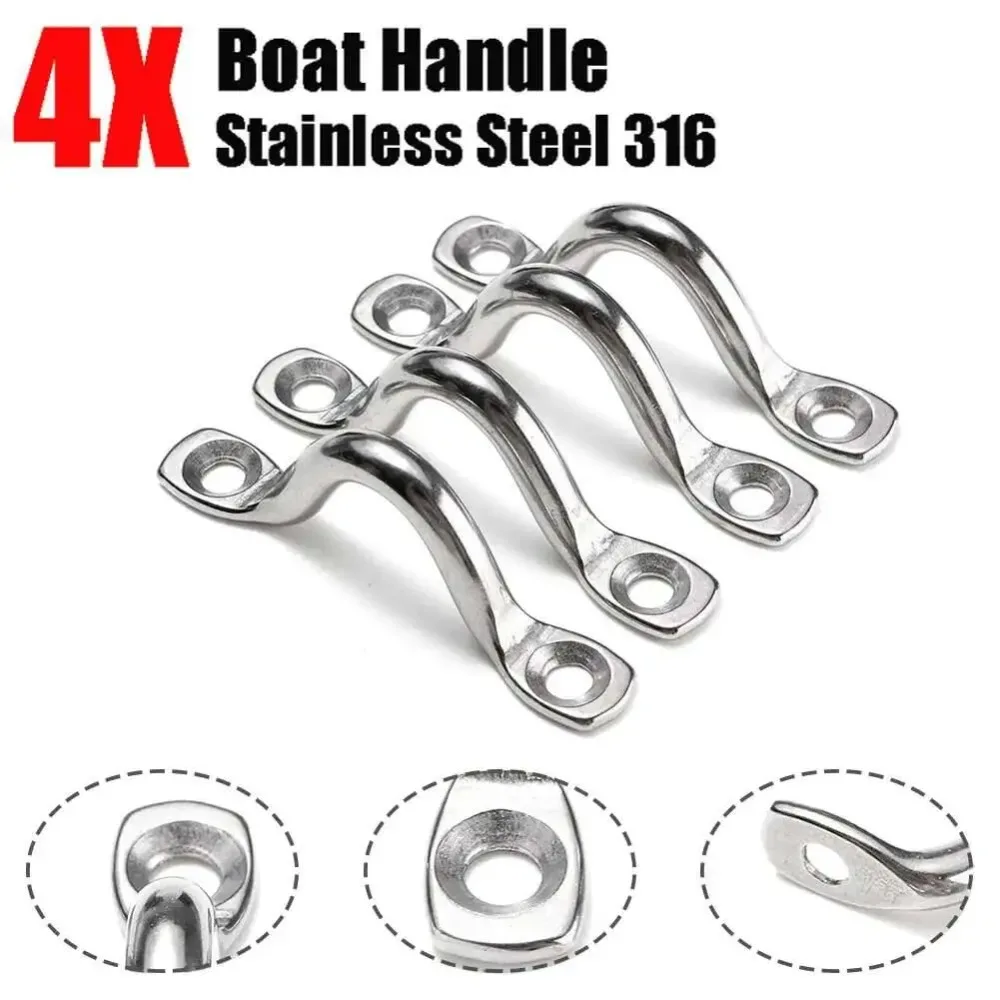 4pcs Handle 5mm Stainless Steel Wire Eye Strap Boat Marine Tie Down Fender Hook Canopy Engines Accessories 316 Stainless Stee