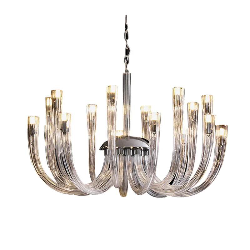 

Light luxury living room chandelier round glass tube post-modern personality bedroom art villa chandelier