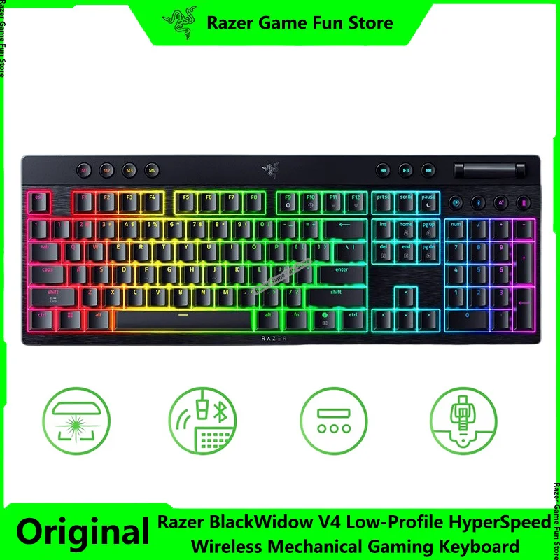 

New Razer BlackWidow V4 Low-Profile HyperSpeed Wireless Mechanical Gaming Keyboard Multi-function Roller & 11 Control Buttons