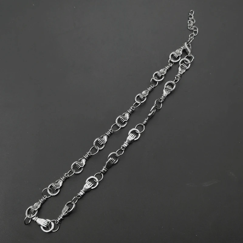 2022 New Hand Grip Ring Necklace Retro Hand In Hand Unisex Choker Necklace Women Hip-hop Gothic Punk Style Chain Choker Gifts