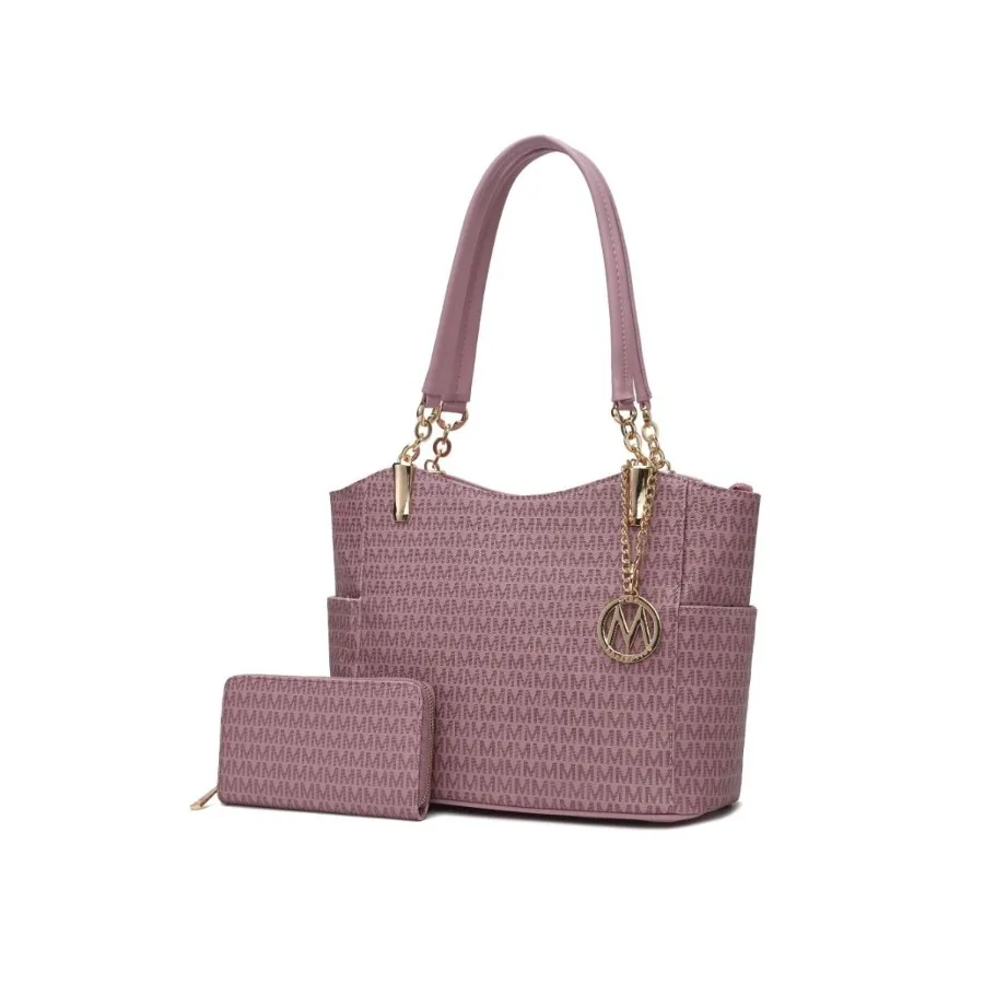 

Женская сумка-тоут и кошелек-клатч Savannah M с логотипом, черные, из высококачественных материалов, стильный дизайн, для повседневного использования