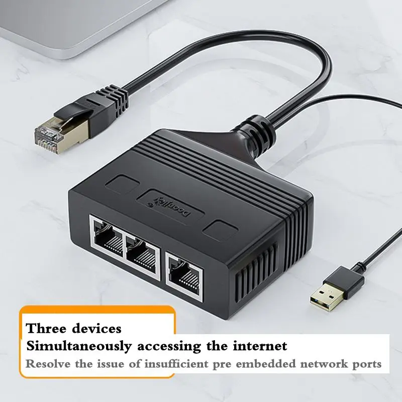 Network Cable 1/3 Splitter Broadband Network Pair Connector Distributor Three-Way One Drag Three Simultaneous Internet Access