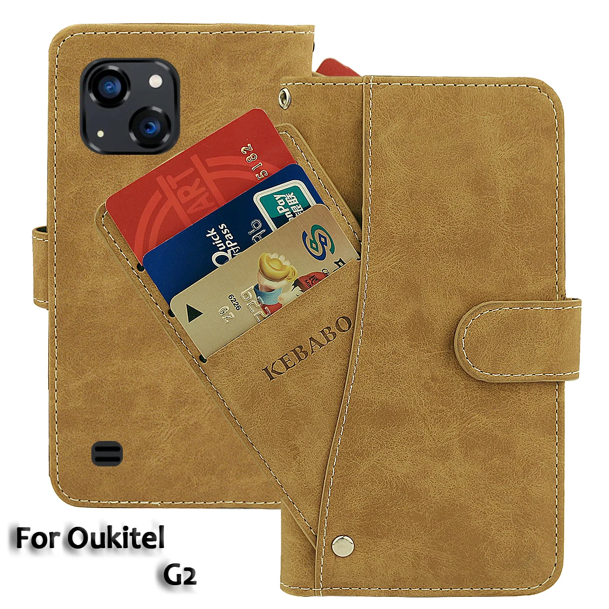 محفظة جلدية عتيقة Oukitel G2 حافظة 6 "فتحات بطاقة فاخرة قابلة للطي غطاء مغناطيسي للهاتف حقائب واقية #1