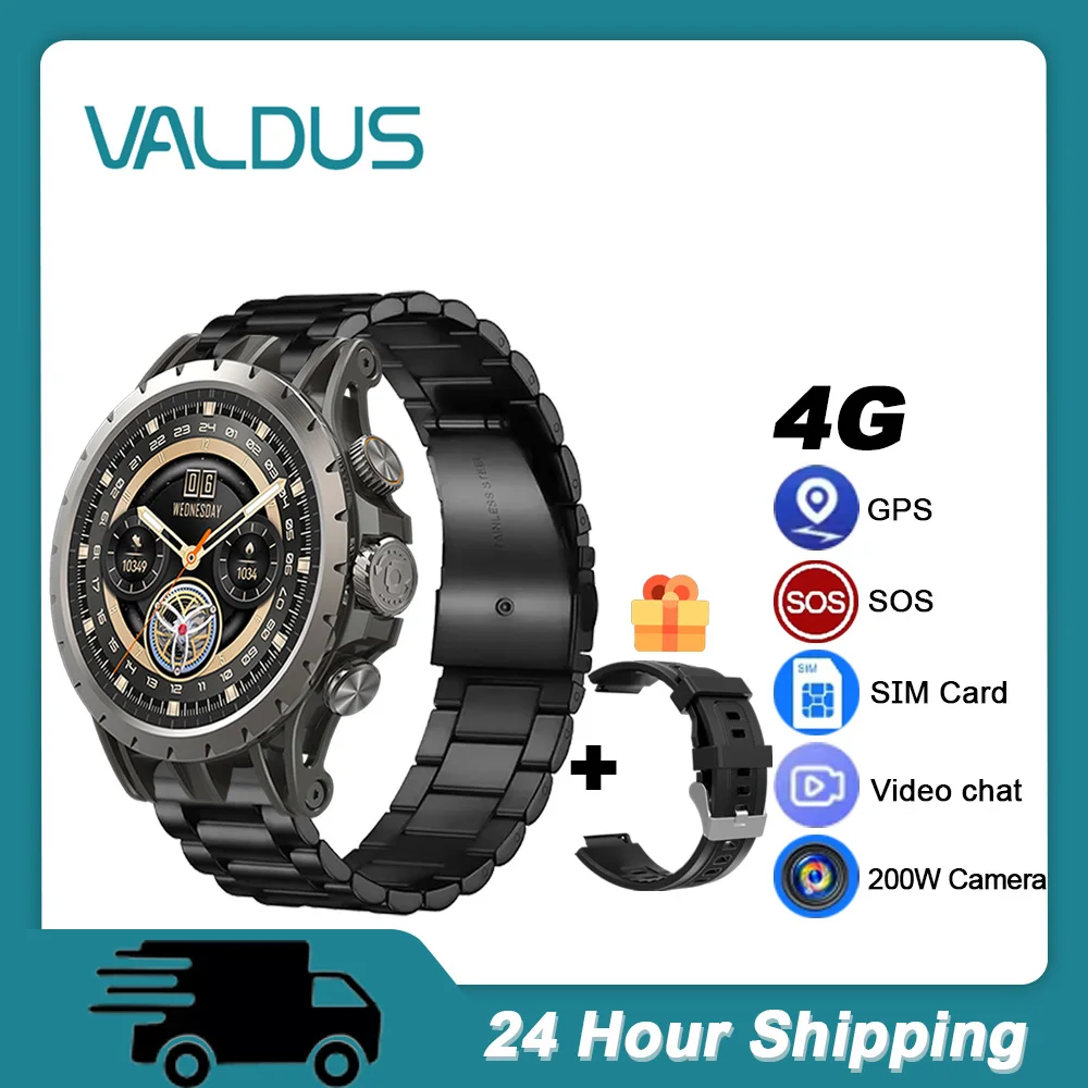 

VALDUS 2025 New VG54 4G Smartwatch 32GB Memory SIM Card WIFI GPS SOS Emergency Call 200W Camera Video Chat AMOLED Smart Watch