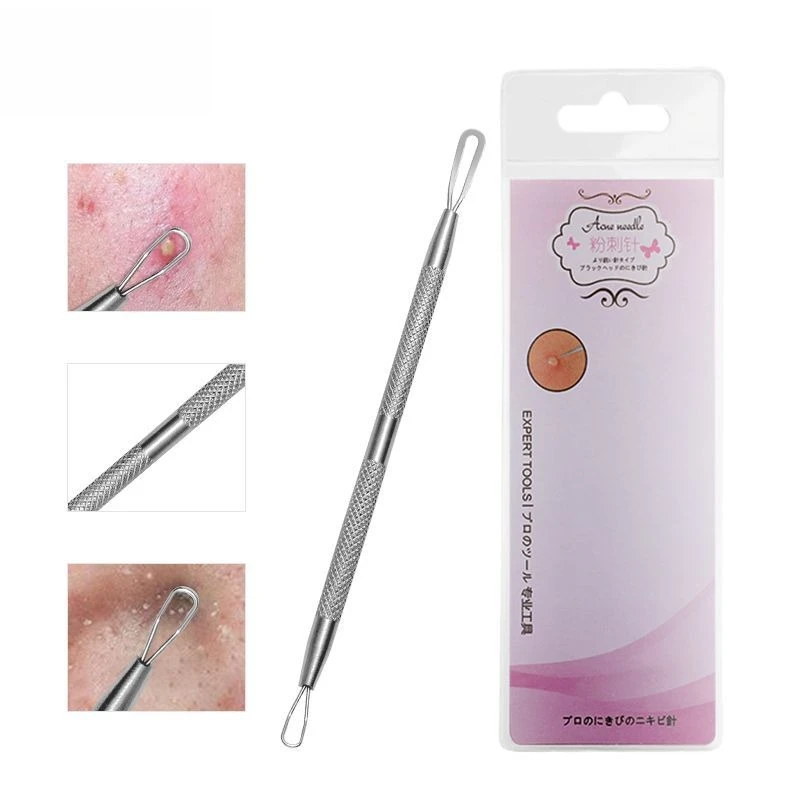 Stainless Steel Extractor Blackhead Remover Needles Dots Cleaner Acne Blemish Acne Double Rings Squeeze Extractor Tool