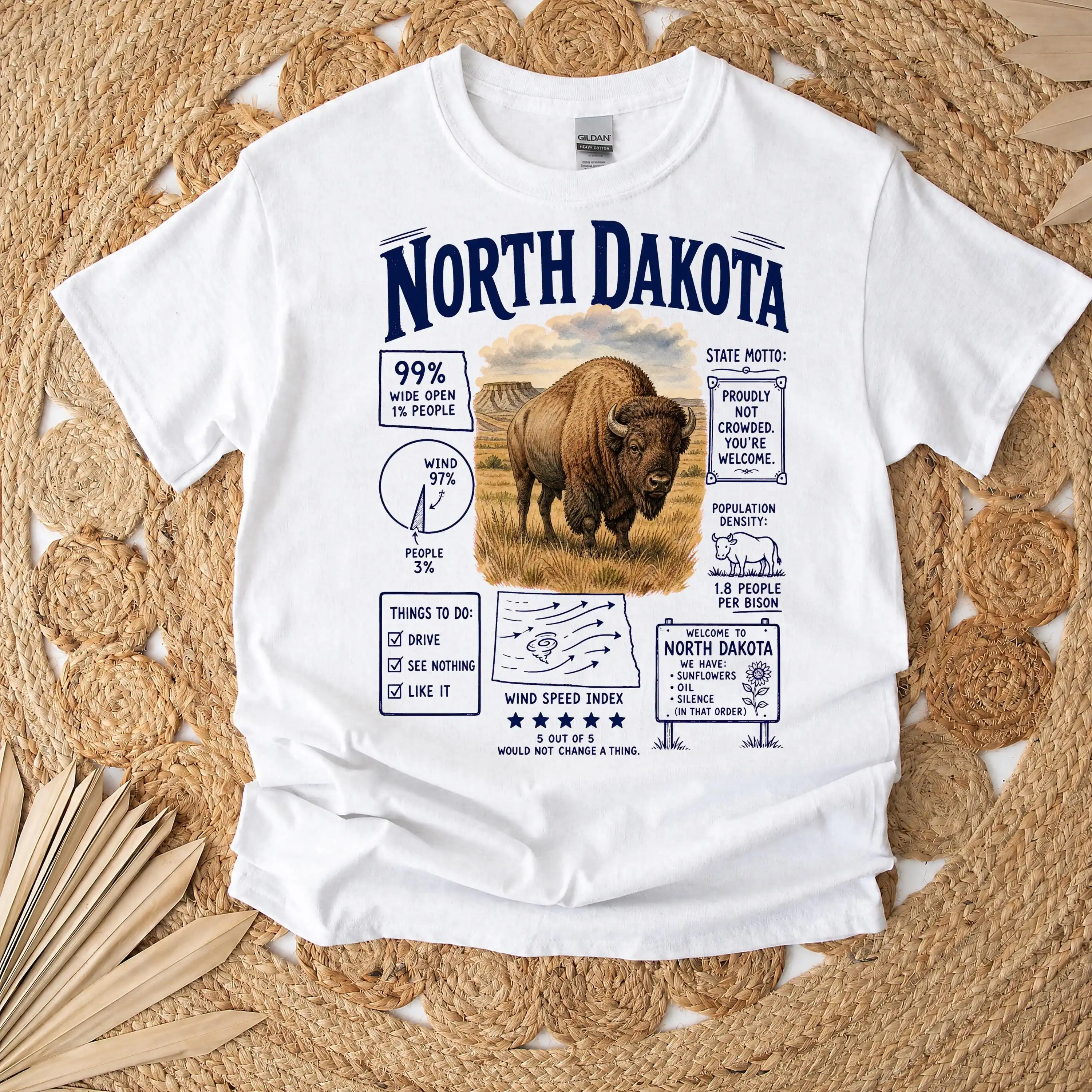 Funny North Dakota Shirt - Retro Travel & Places Gift - Sarcastic North Dakota Clothing