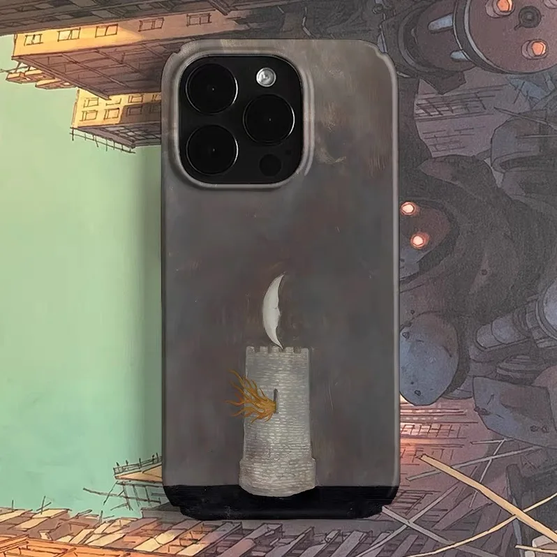 

Ins Korean Grey Retro Castle Moon Case for IPHONE 17 16ProMax 15 14 13 12 11PRO Plus Acrylic TPU Two in One Magnetic Phone Cases