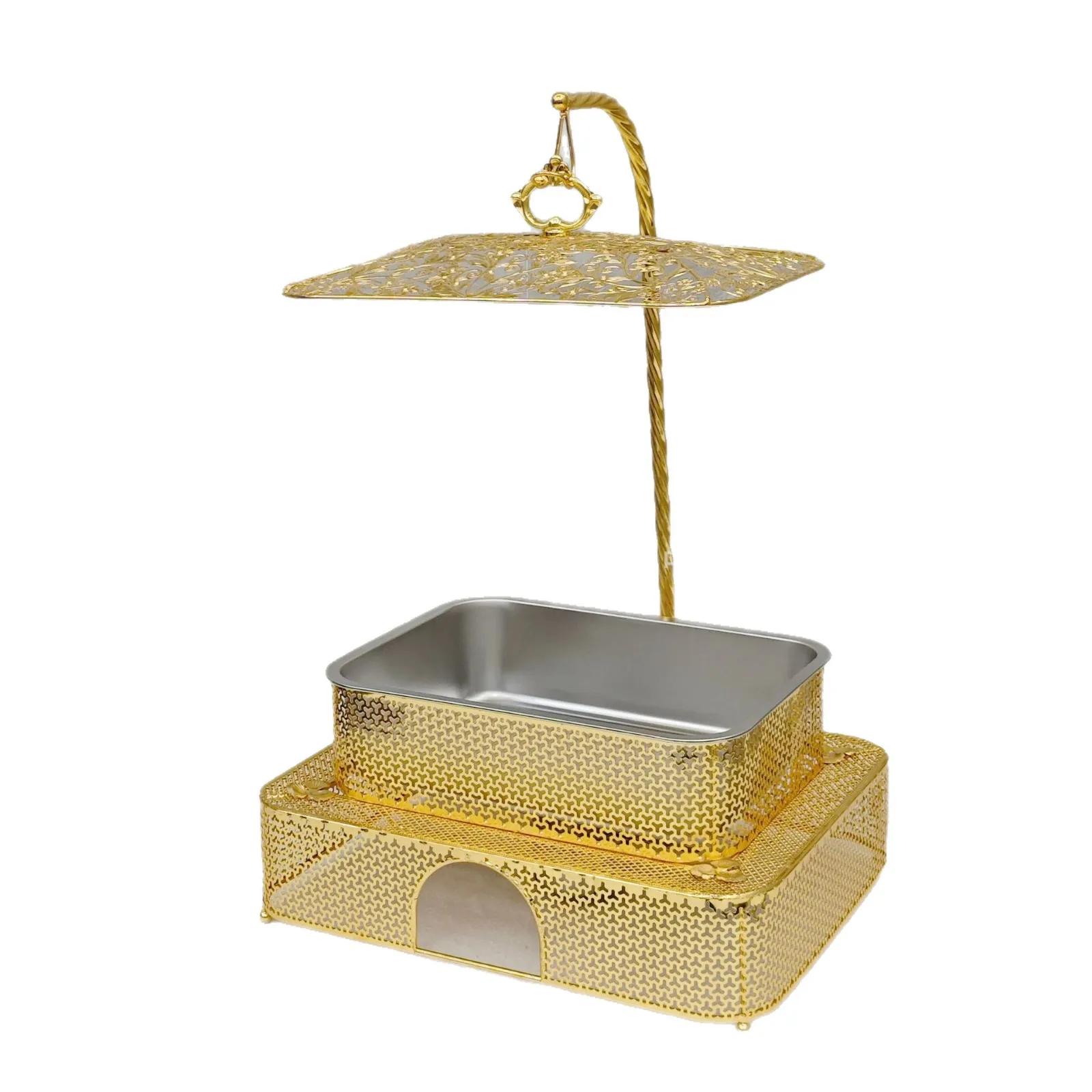 Source 7L Square Alcohol Stove Hanging Cover Golden Alcohol Pot Chafing Dish Buffet Stove