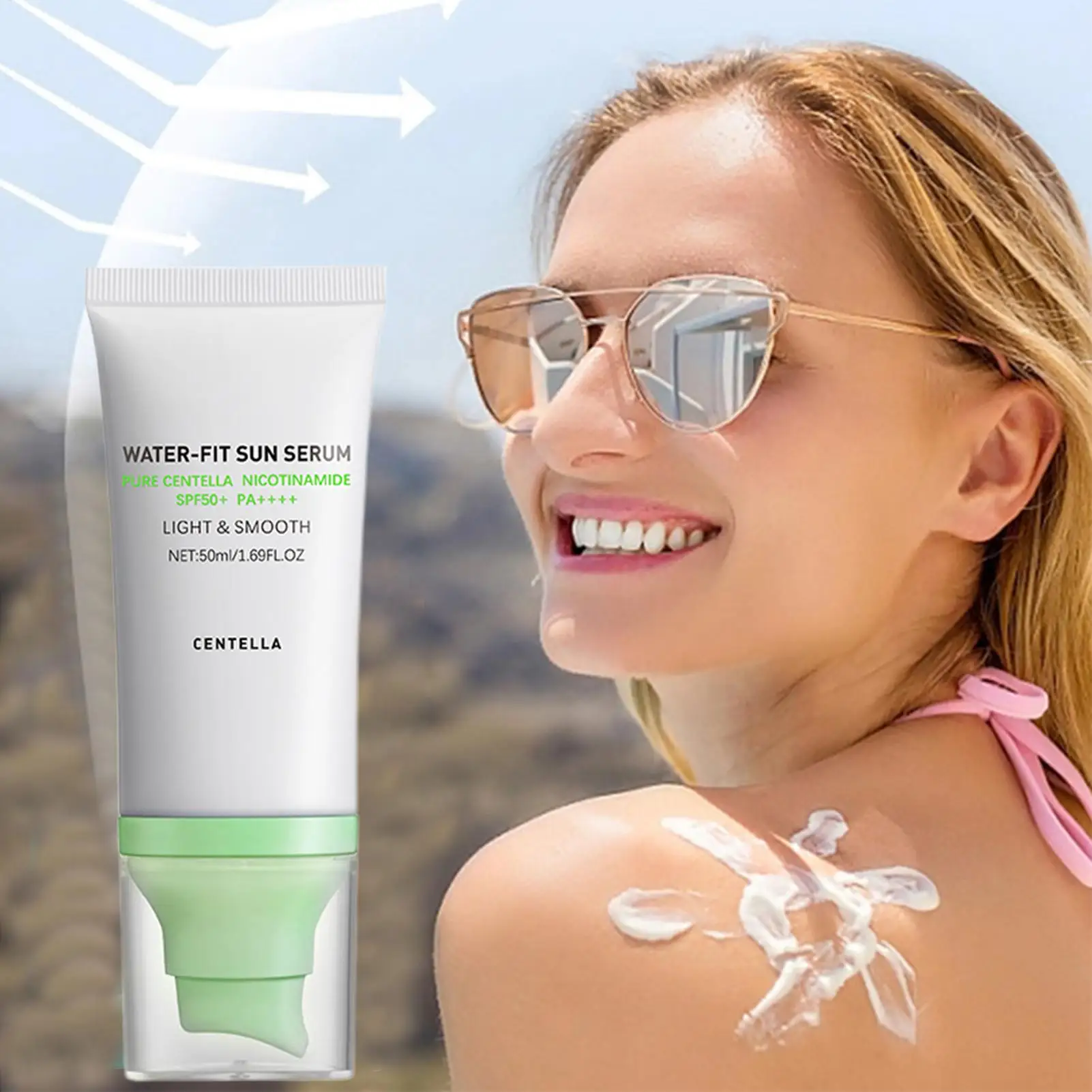 Centella Asiatica Cream SPF50 Gentle Facial Sunblock UV Protective Hydrating, Moisturizing Sunscreen Solar Blocker Skin Cream