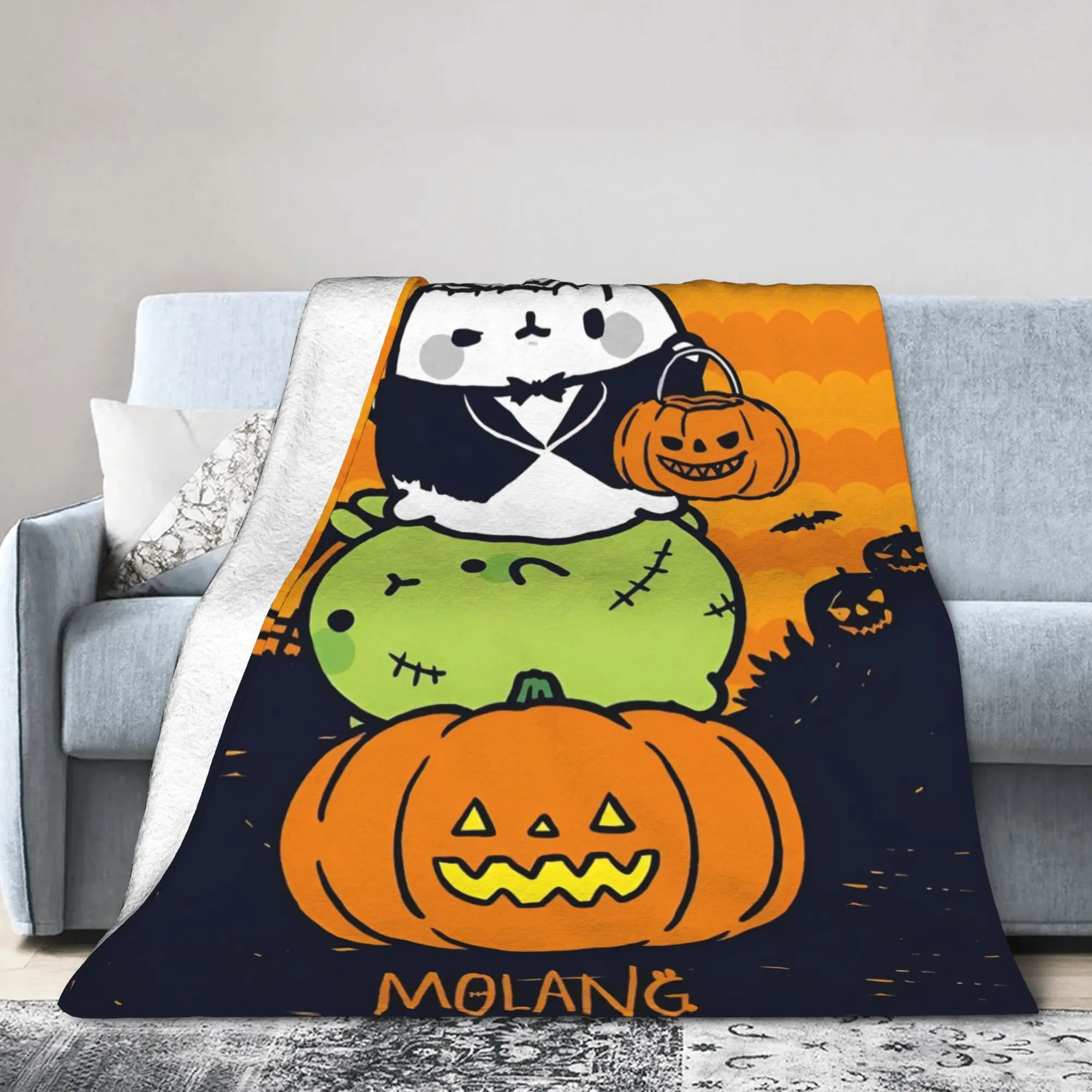 Halloween Pumpkin Cute M-Molangs Blanket Flannel All Season  Portable Ultra-Soft Throw Blanket for Bed Car Bedspread