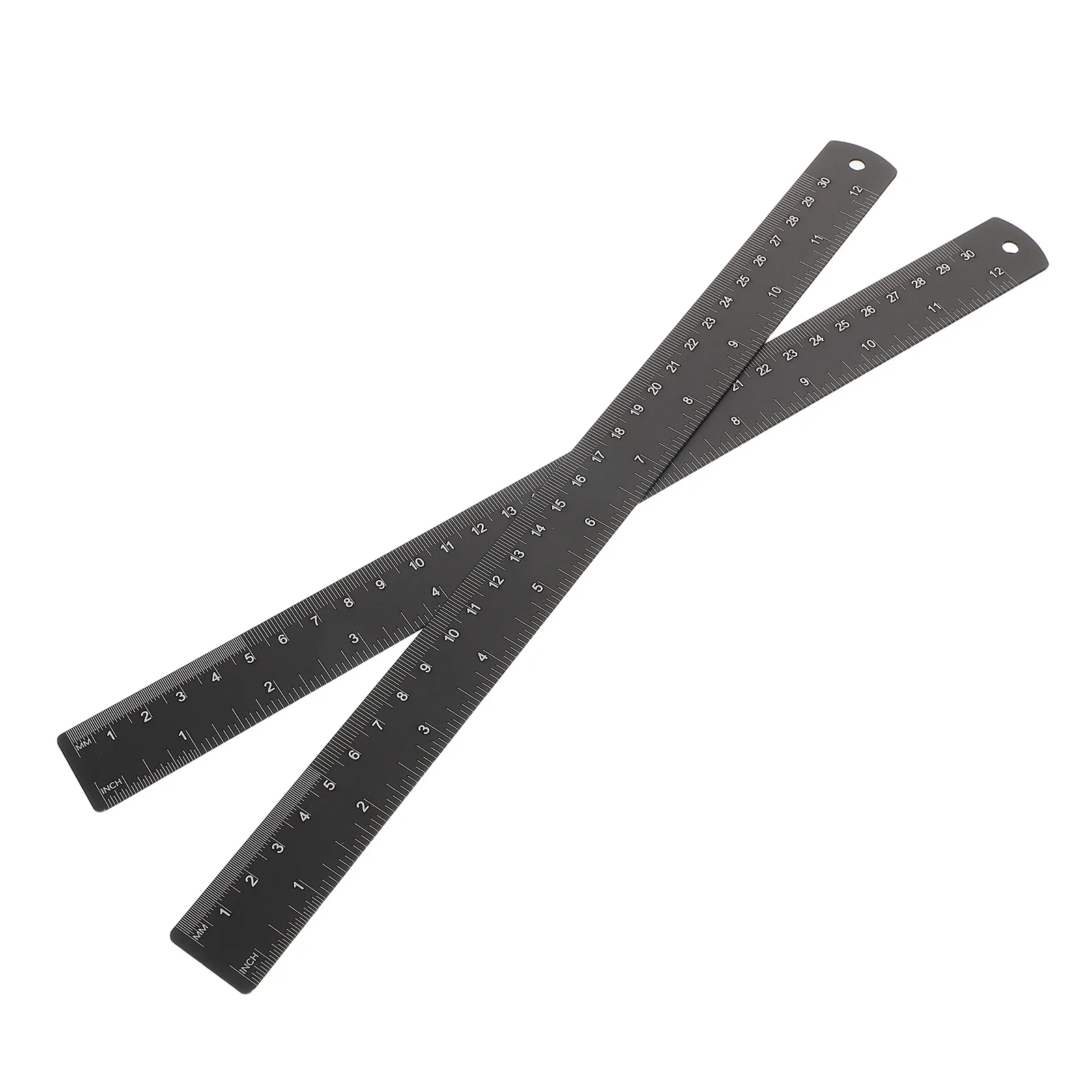 2Pcs Aluminum Alloy Straight Ruler Black Metal Flat Edge Multi-Function Measuring Tool for Engineering Drafting Architecture