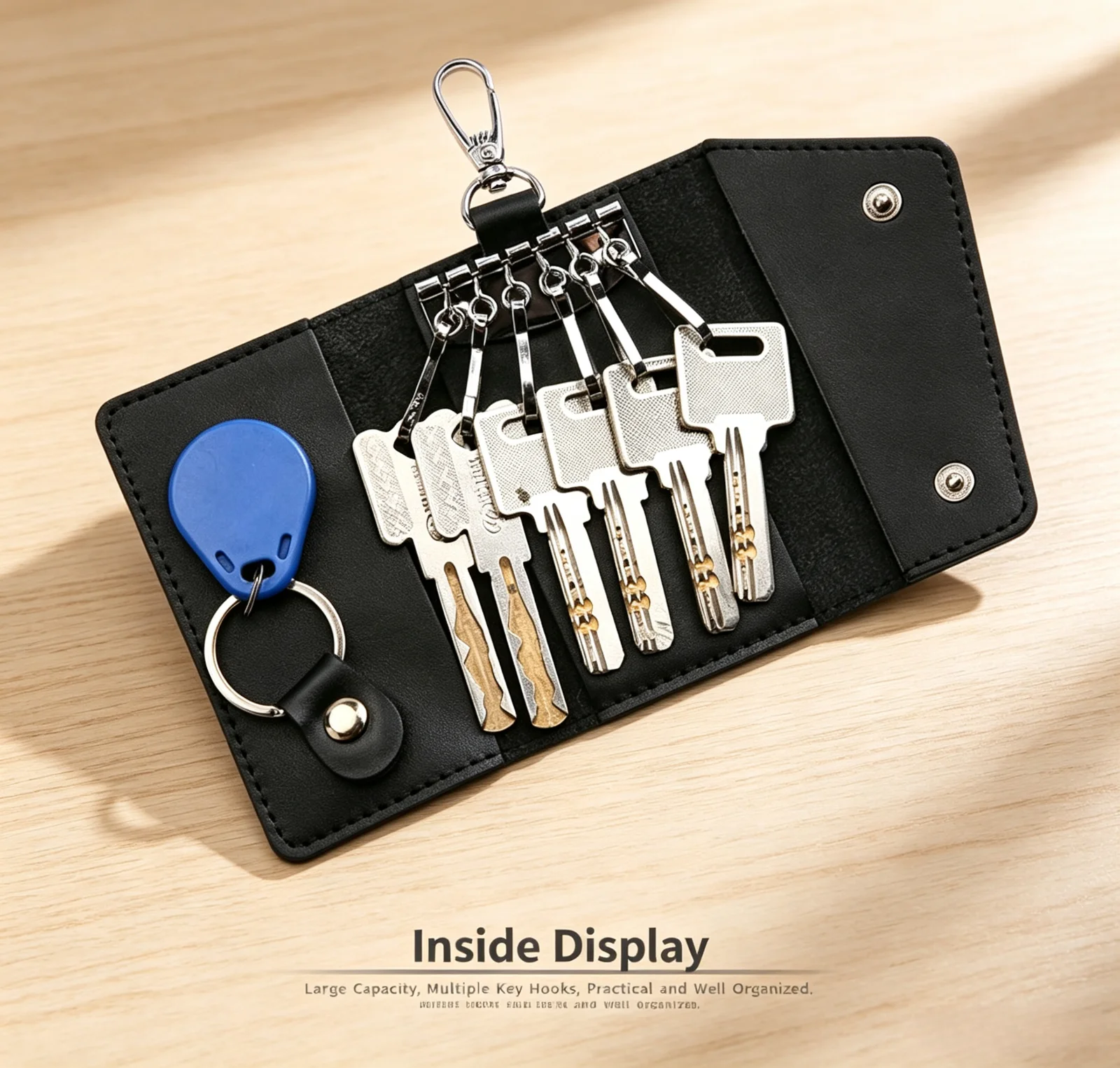 Echtes Leder Schlüsselanhänger Schlüsselhalter Organizer Tasche Autoschlüssel-Geldbörse Haushaltshelfer-Etui Mini-Kartenetui für Männer und Frauen Hochwertiges Geschenk – Detail 8