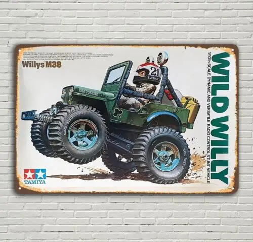 Vintage Rc Car Metal Sign Poster - Tamiya Wild Willy Monster Truck - 20x30cm