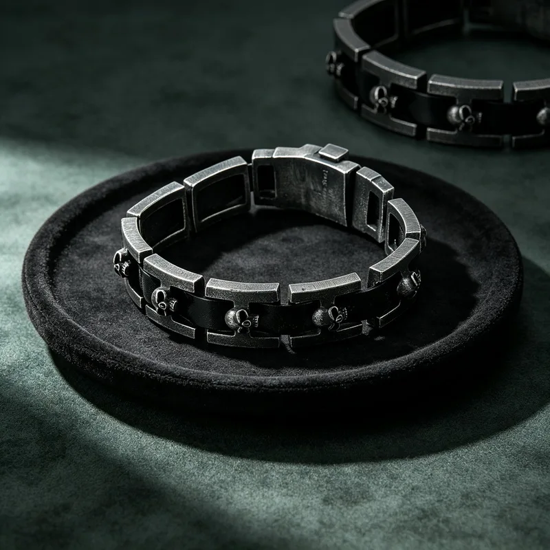 Vintage Skull Multilayer Genuine Leather Bracelet Men Stainless Steel Bangle Jewelry
