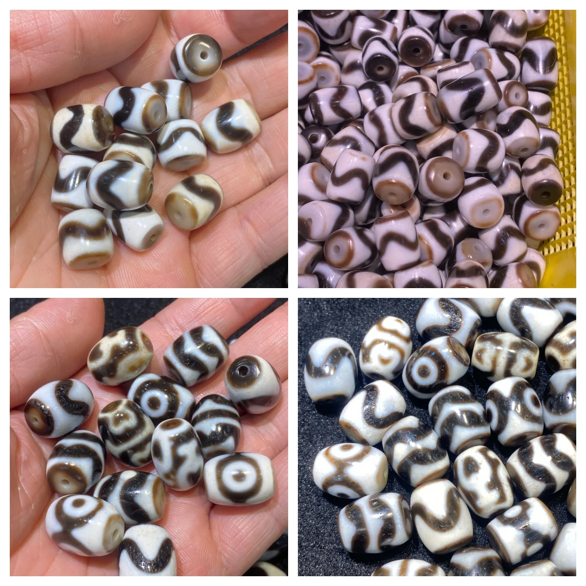 

1pcs/lot Taiwanese craft black-and-white Daloma agate Dzi beads, tiger teeth, three-eyed treasures, and other weathered patinas