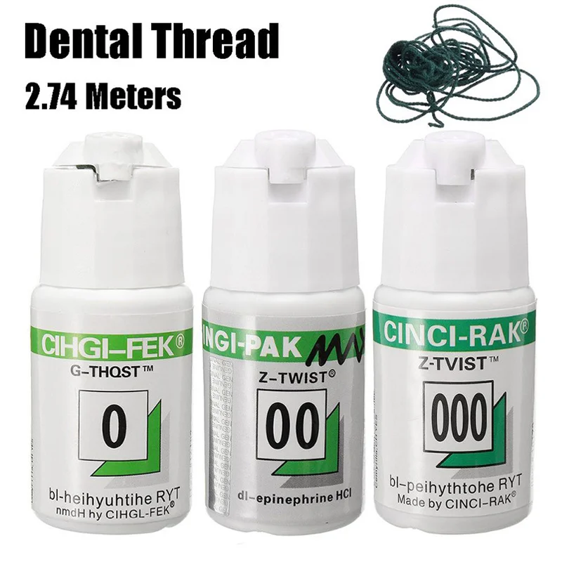 

3 Bottle Dental Thread Disposable Gingival Retraction Cord Knitted Cotton Gum Line Dentistry Materials Dentist Oral Care 5 Sizes