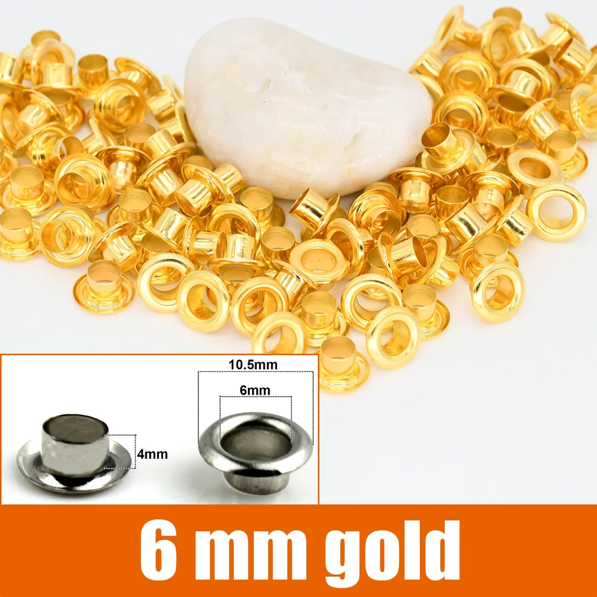 100sets 6/8/10/12mm Brass Eyelets with Washers Grommet Repairing Round Eye Rings for Shoes Bag Clothing Skin Belt Hat image 3