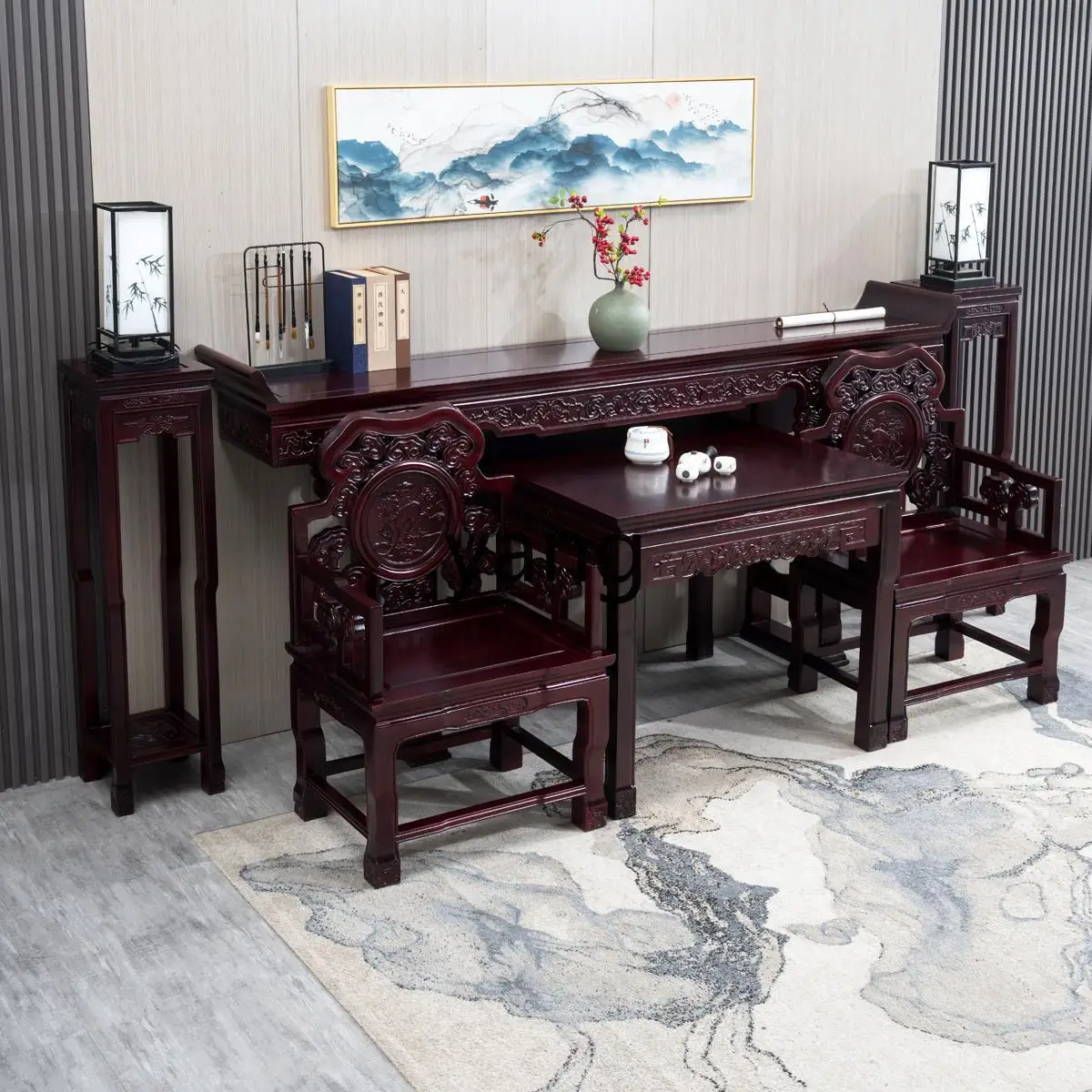 LH solid wood rural main house six-piece set four-piece set twelve-piece set eight immortals table shrine