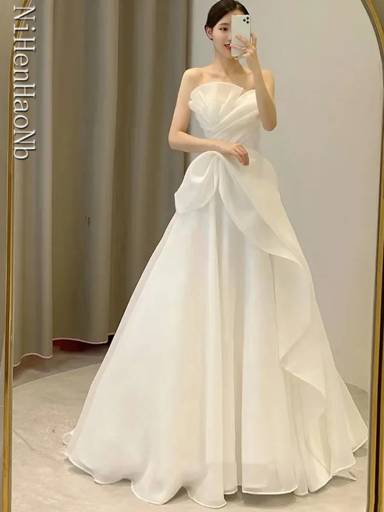 Vestido De Noiva Sem Alças Para Casamento, Novos Vestidos De Casamento, Moda