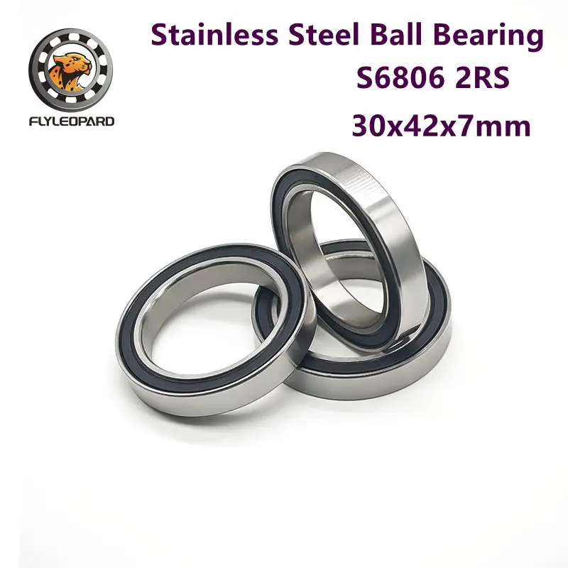 

1/4/5PCS Stainless Steel S6806RS Ball Bearing 30x42x7mm -Rubber Seal, Dust-proof , Suitable for Medium and Low-speed Scenarios